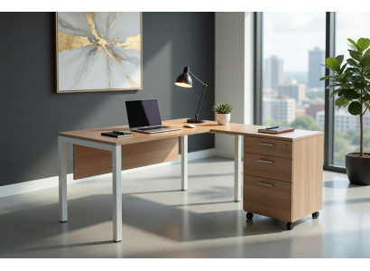 Büro Schreibtisch Modern Holzoptik Tisch Stabil Metall