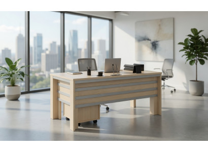 Schreibtisch Holz Metall Mit Tumba Rollcontainer Modern Büro