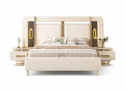 Schlafzimmer Luxuriöses Bett 2x Nachttische Designer Einrichtung Komplett