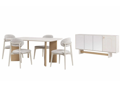Luxusmöbel Komplettes Esstisch mit 4x Stühle Esszimmer Design Sideboard