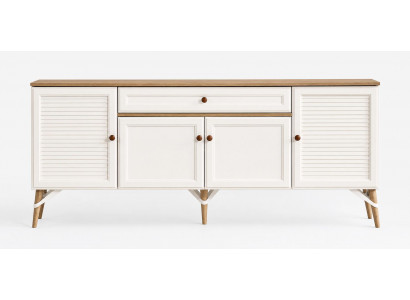 Modernes Sideboard mit Louver-Türen und eleganten Eichenholzfüßen