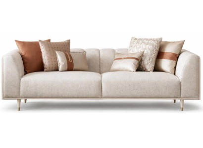 Luxuriöses beiges 3-Sitzer-Sofa weiches Stoffsofa Design-Polstermöbel