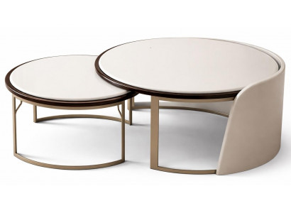 Beiger runder Couchtisch Holztisch für das Wohnzimmer stilvoller Tisch