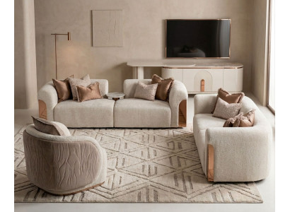 Luxuriöses Wohnzimmer-Set 3-Sitzer-Sofa 2-Sitzer-Sofa Sessel TV-Schrank