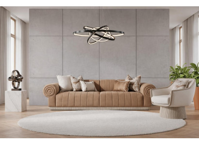 Stilvolles Wohnzimmer-Set braunes 3-Sitzer-Sofa Design-Sessel modern