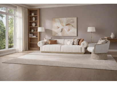 Luxuriöses Wohnzimmer-Set weißes 3-Sitzer-Sofa Sessel modernes Design