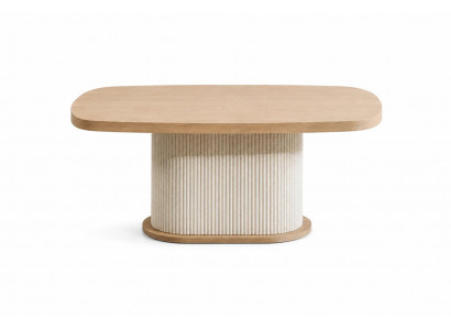 Moderner Couchtisch aus Holz mit ovalem Design und Struktur Stil