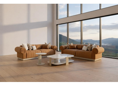 Modernes Wohnzimmer-Set 3-Sitzer-Sofas Couchtisch Beistelltisch hohe Qualität