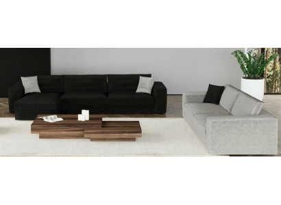 Stilvolle Polstersofas Schwarzer 4-Sitzer Exklusives Textilsofa 2tlg