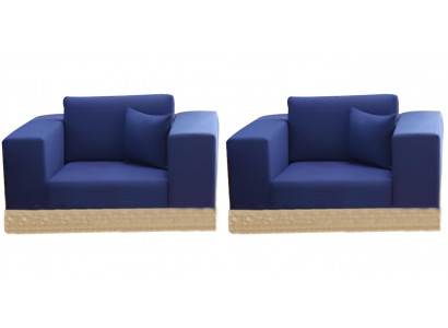 Moderne Blaue 2x Sessel Designer Loungesessel Gartensessel