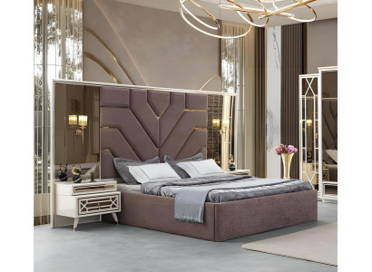 Edle Schlafzimmer Garnitur Großes Schlafbett Schminktisch Schrank