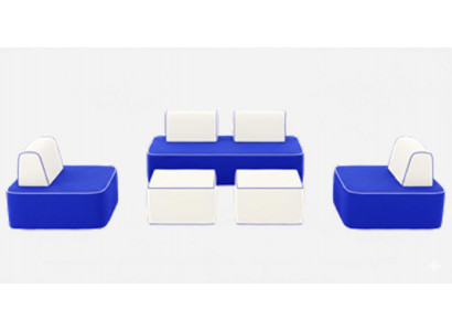 Blau-Weißes Designer Sofa Set Exklusiver 3-Sitzer Textilsessel