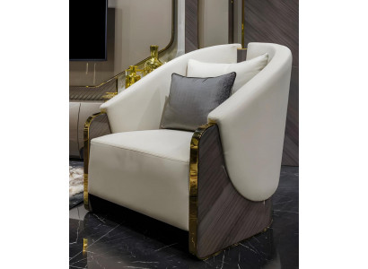 Weißer Polstersessel Designer Einsitzer Wohnzimmer Loungesessel