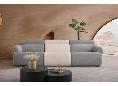 Gemütliche 4-Sitzer Grau-Beiges Polstersofa Wohnzimmer Sofas