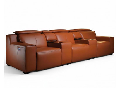 Braunes Ledersofa Designer Fußstütze Exklusve Verarbeitung Möbel