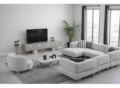 Modernes Graues TV-Lowboard Exklusiver TV-Schrank Wohnzimmer Möbel