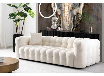 Weißes Wohnzimmer Polstersofa Designer Textil 3-Sitzer Luxus Sofas