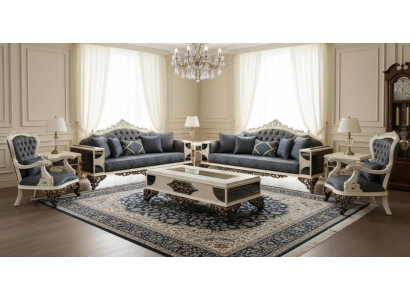 Stilvolle Chesterfield Garnitur 2x 3-Sitzer Couchen Sessel Tisch