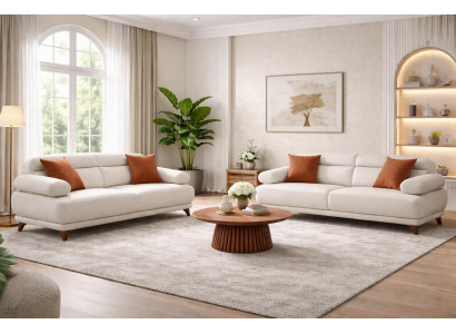Exklusive Weiße Polstersofas Designer Wohnzimmer 3-Sitzer Couchen