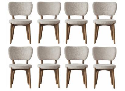 Esstischstühle Set Moderner Stil Beige Holzrahmen Weiche Polsterung