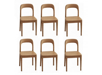 Designer Brauner Stuhl-Set Esszimmergruppe 6x Schicke Küchenstühle