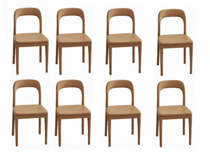 Holz Esszimmermöbel Set Braun 8x Stühlen Modern & Elegant