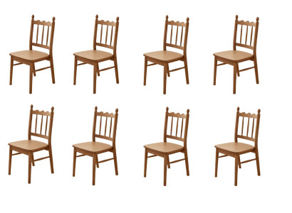 Lux Modernes Esszimmer Set 8x Stühle Braun Holz Komfort Design