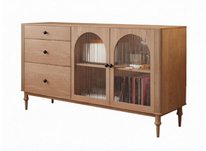 Exklusive Braune Holzkommode Designer 3x Schubladen 2 Türen Möbel