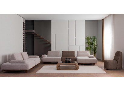 Beiger Polster-Set Stilvolles Ecksofa Exklusiver 3-Sitzer Loungesessel
