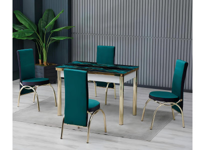 Esszimmer Essgruppen Esstisch Stühle Modern Rechteckig Mramor Grün