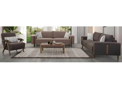 Braune Wohnzimmer Sofagarnitur Textilsofas Polstersessel Edle Möbel