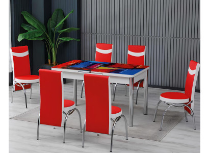 Esszimmer Essgruppen Esstisch Stühle Rechteckig Modern Mehrfarbig