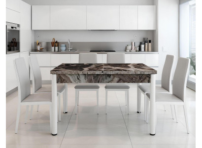 Esszimmer Esstisch Modern Grau Weiß Rechteckig Mramor Aluminium Neu