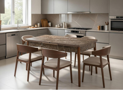 Esstisch Esszimmer Mramor Holz Rechteckig Modern Tisch Braun Stilvoll