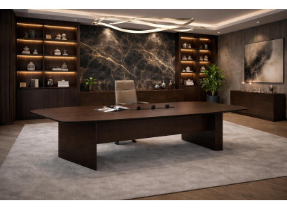 Executive Schreibtisch Dunkel Holz Modern Hochwertig stilvoll