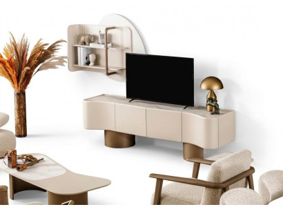 Wohnzimmer-Set Moderner Stil Beigefarbene Holzrahmen Elegantes Design