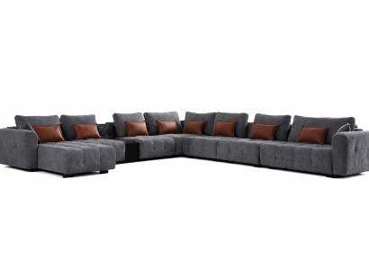 Ecksofa U-Form Modern Grau Designer-Sofa Elegant Komfortabel Stoff