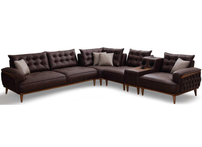 Ecksofa L-Form Modern Braun Designer-Sofa Elegant Komfortabel Stoff