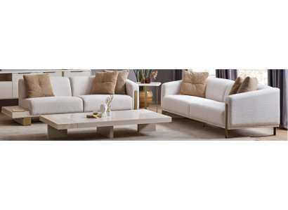 Modernes Wohnzimmer Set 2 Sofas Couchtisch Beistelltisch