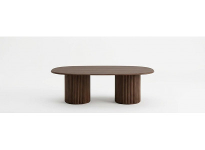 Großer Couchtisch Braune Farbe Moderner Stil Holzplatte Holzbeine Neu