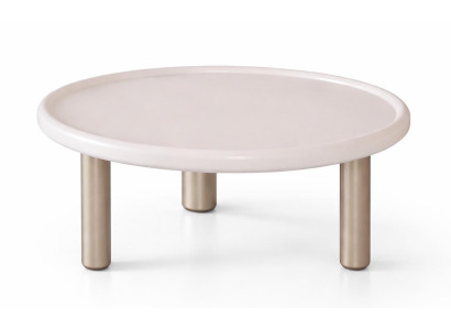 Mittlerer Tisch Weiß Farbe Moderner Metallgestell Metallplatte Oval Neu