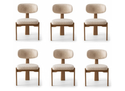 Esstischstühle-Set Moderner Stil Beige Elegantes Design Holzrahmen