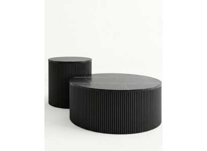 Couchtisch-Set Farbe Dunkelblau Moderner Stil Dunkles Marmor Neu