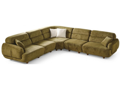 Ecksofa Grün Farbe Moderner Stil Modular Weiche Armlehnen Holzrahmen