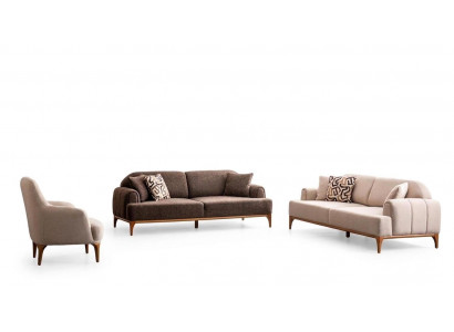 Wohnzimmer Set Moderner Stil Beiger Farbe Holzrahmen Weiche Polsterung