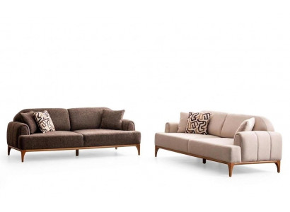 Wohnzimmer Set Moderner Stil Beiger Farbe Weiches Sofa Holzrahmen