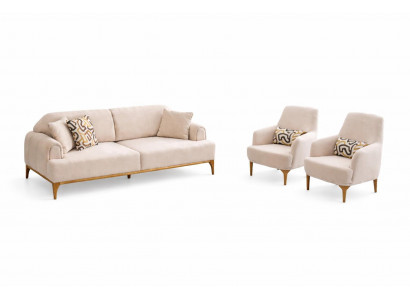 Wohnzimmer Set Moderner Stil Beige Farbe Holzrahmen Elegantes Design