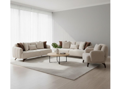 Wohnzimmer Möbel Moderner Stil Beige Holzgestell Komfortabel Entspannend