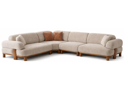 Ecksofa Beige Farbe Moderner Stil Modular Weiche Armlehnen Holzrahmen