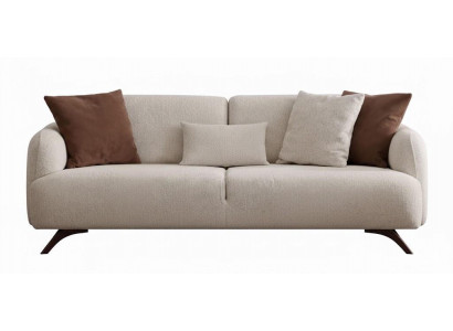 Wohnzimmer Sofa Moderner Stil Beige Holzgestell Kissen Entspannend